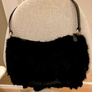 Gianfranco Ferre Studio black rabbit fur shoulder bag. As new, high-end finishes